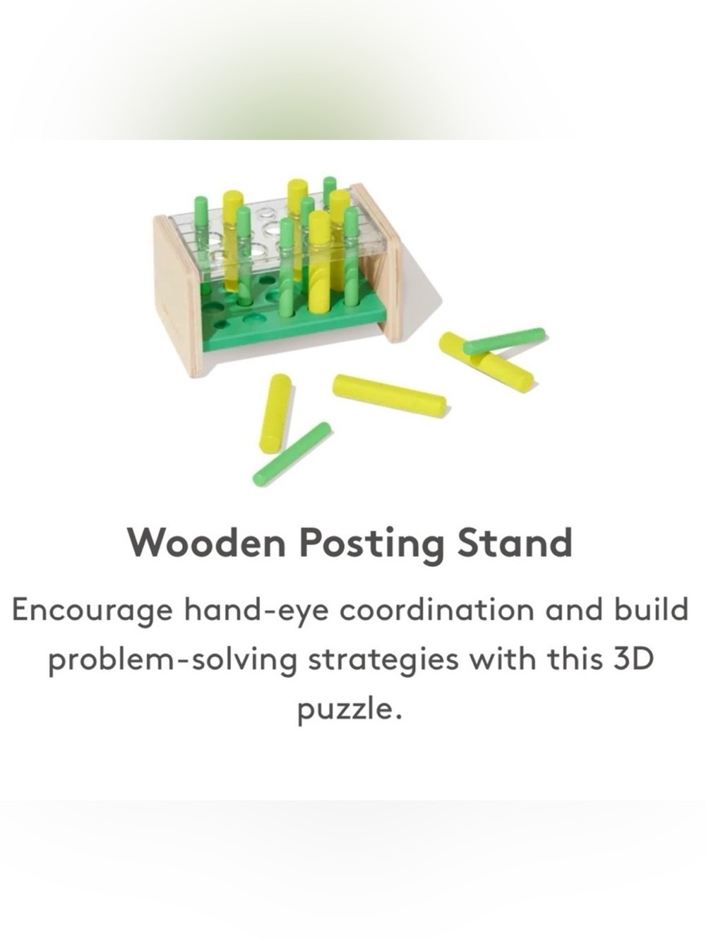 Lovevery Wooden Posting Stand Toy - Green & Yellow